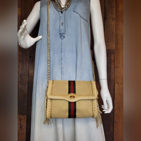 Gucci Sherry line bag braided louis vuitton fringe revamped upcycled - Picture 2 of 15